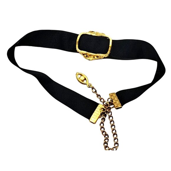 Vintage Cameo Choker Black Velvet Band Gold Tone Victorian Gothic Costume Jewelr - Picture 6 of 8